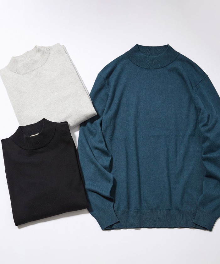 洗える】コットンカシミヤモックネック ニット(508509276)｜HANKYU