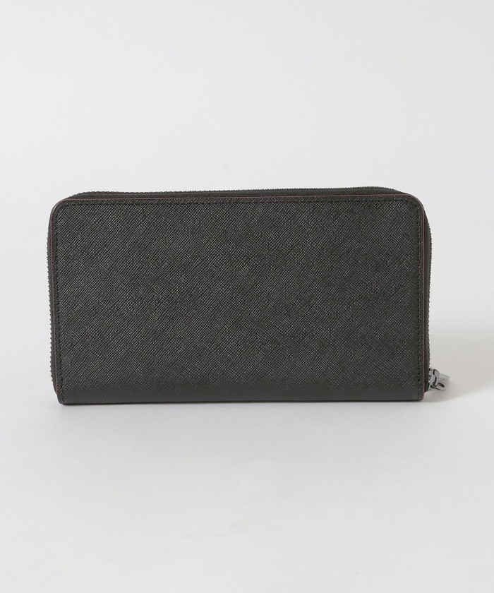 バイカラークレストブリッジチェックラウンドジップウォレット