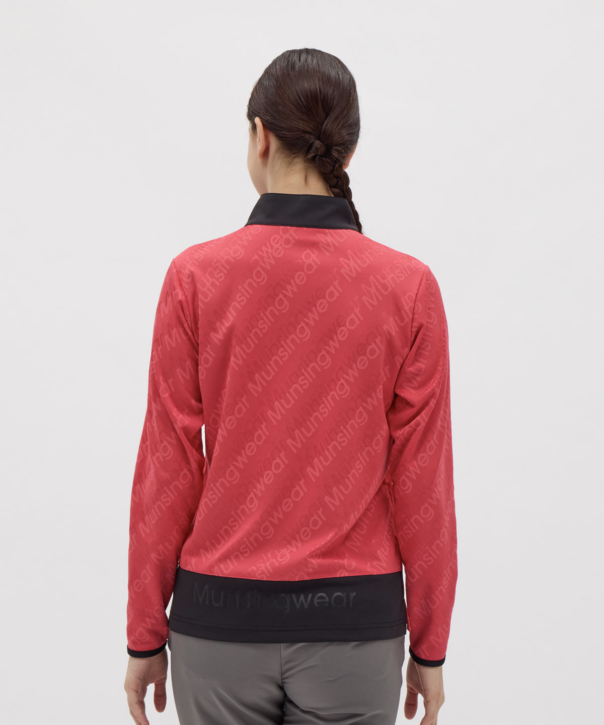 マンシングウェア Munsingwear ロゴジャカードハーフジップ長袖シャツ