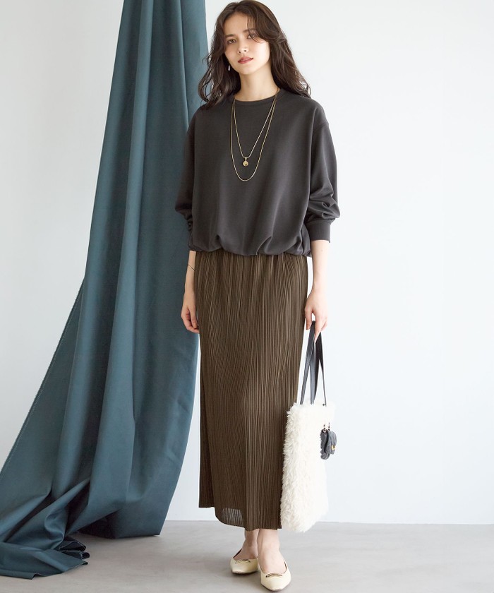 SLOW/一部店舗限定】トリコットプリーツ Iライン スカート