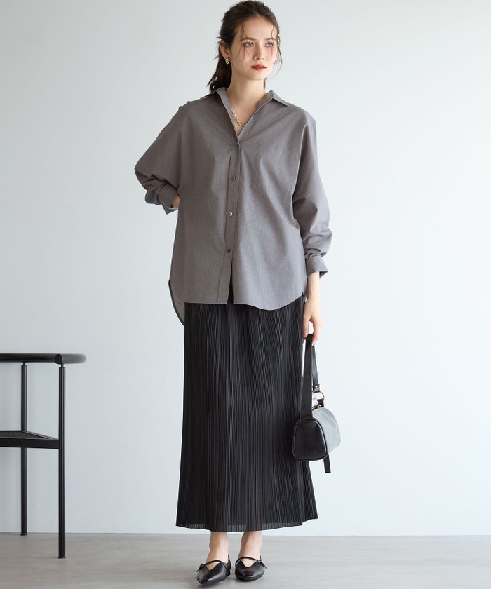SLOW/一部店舗限定】トリコットプリーツ Iライン スカート