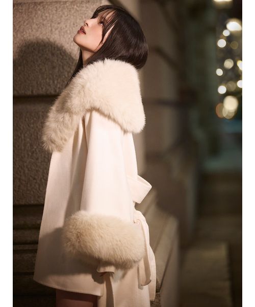 SNIDEL スナイデル　ファーケープコート【OWHT】 ファー付きミドルケープコート(コート)｜アウター｜SNIDEL(スナイデル