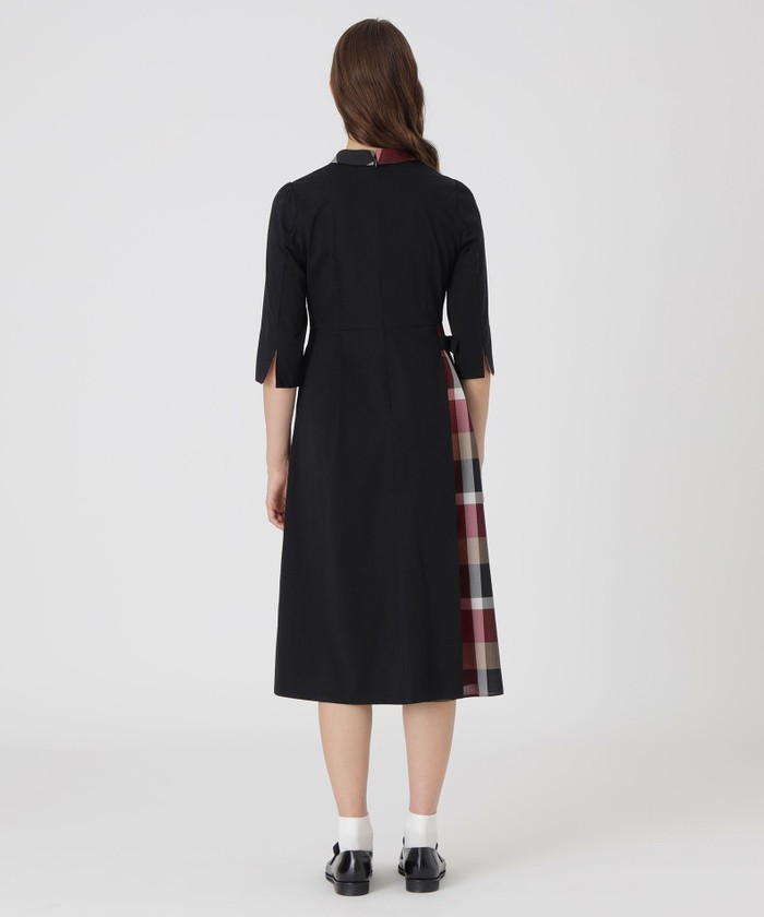 ピマコットンプレーティング天竺パーシャルチェックドレス(508451400