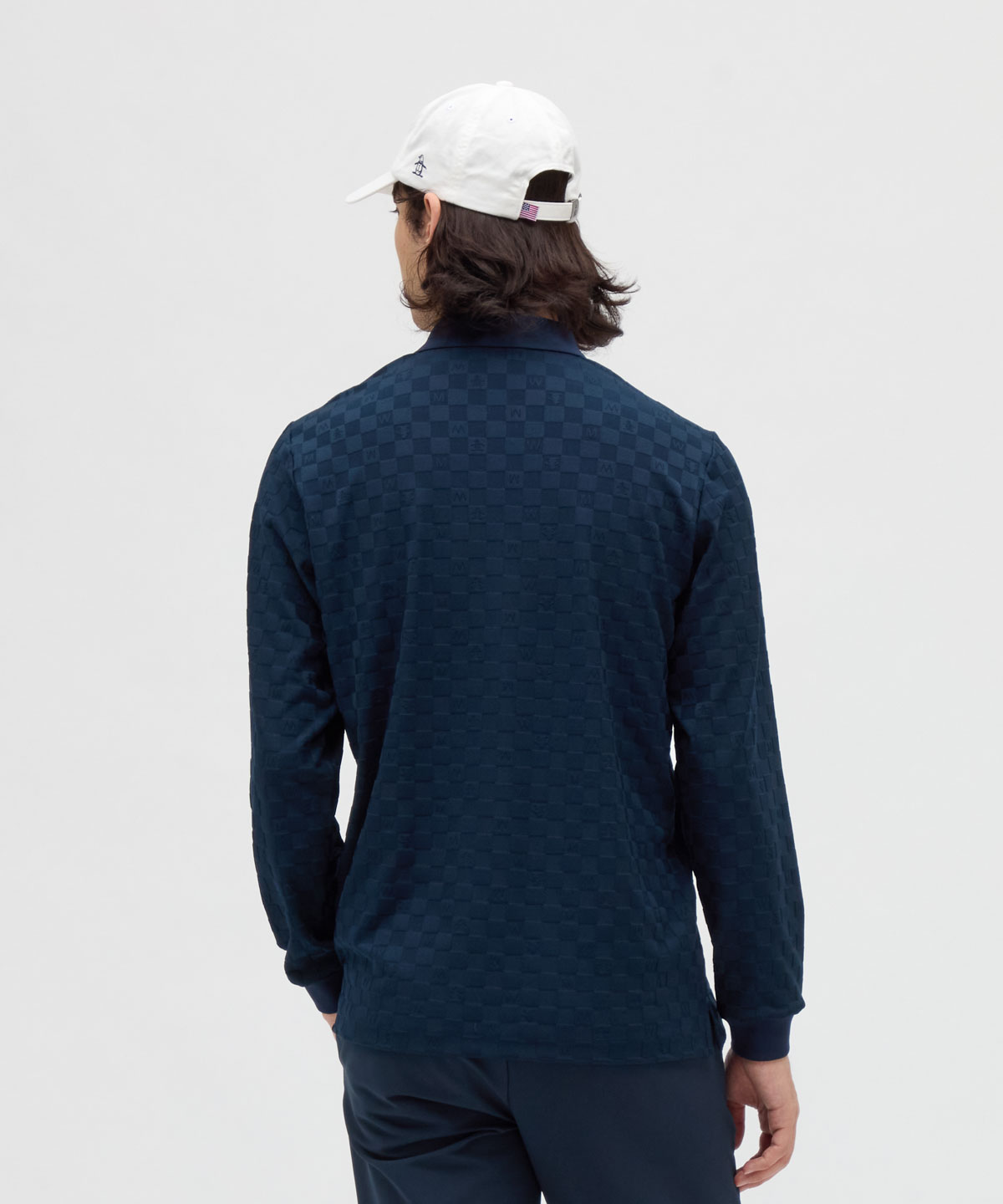 【新品】マンシングウェア ストレッチリンクスジャガード長袖ポロシャツ M Munsingwear ストレッチリンクスジャガード長袖ポロシャツ
