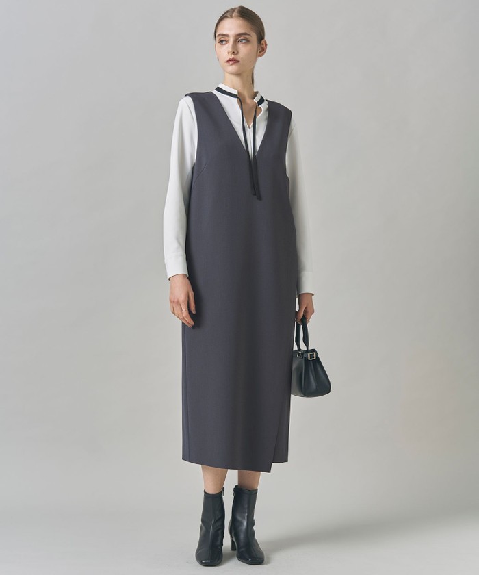 ウールライクストレッチ ジャンパースカート(508550645)｜阪急百貨店