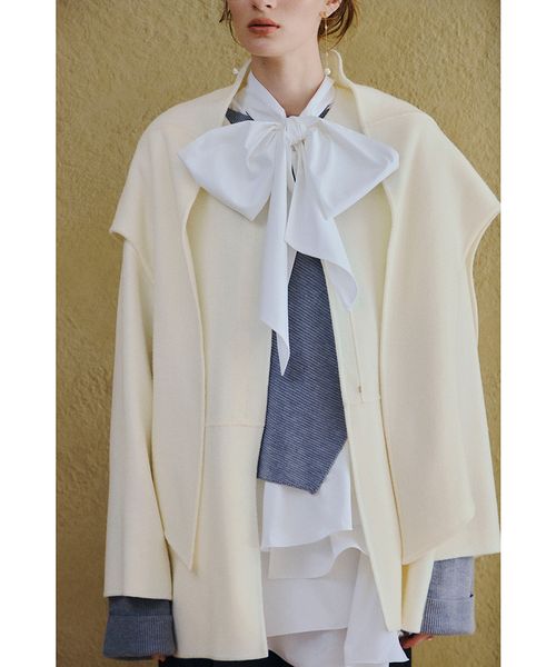 マフラー付ノーカラーリバーミドルコート(508555750)｜阪急百貨店公式