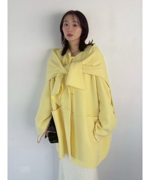 マフラー付ノーカラーリバーミドルコート(508555750)｜阪急百貨店公式