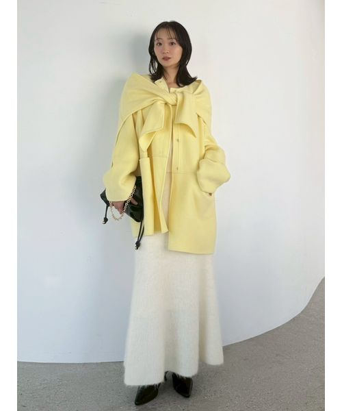 マフラー付ノーカラーリバーミドルコート(508555750)｜阪急百貨店公式