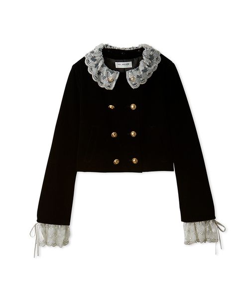 L.B CANDY STOCK]スカラップビジューアタッチドジャケット(508364597