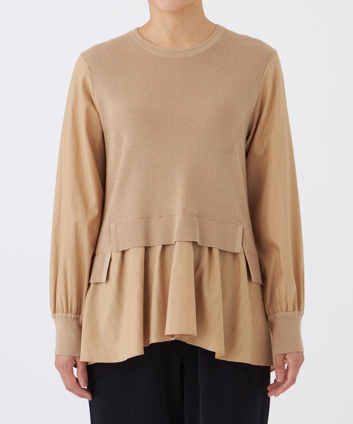 bibi プロフご確認下さい　OMグレー38 L】【カタログ掲載】【ウォッシャブル】ドビーストライプシャツコンビ