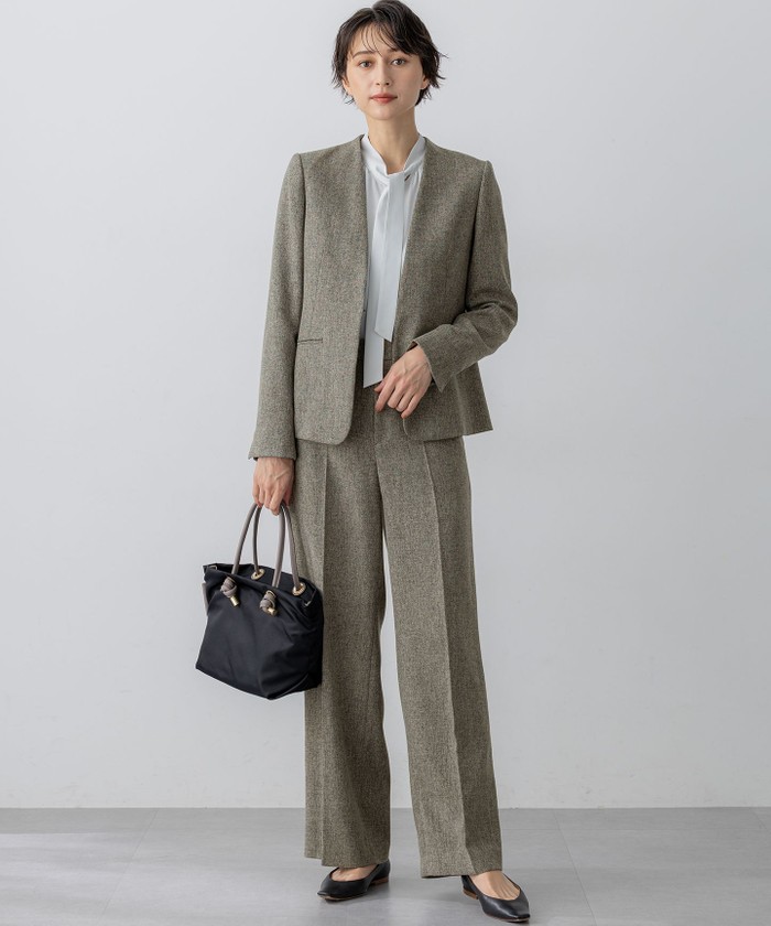 426* 新品 新作 23区 アムンゼン ボウタイ 2WAY ブラウス 38 洗える】バックサテンアムンゼン ボウタイ ブラウス(508575122