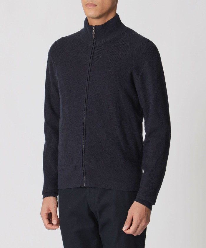 ダイヤ柄フルジップセーター(508438593)｜HANKYU MEN'S / 阪急メンズ