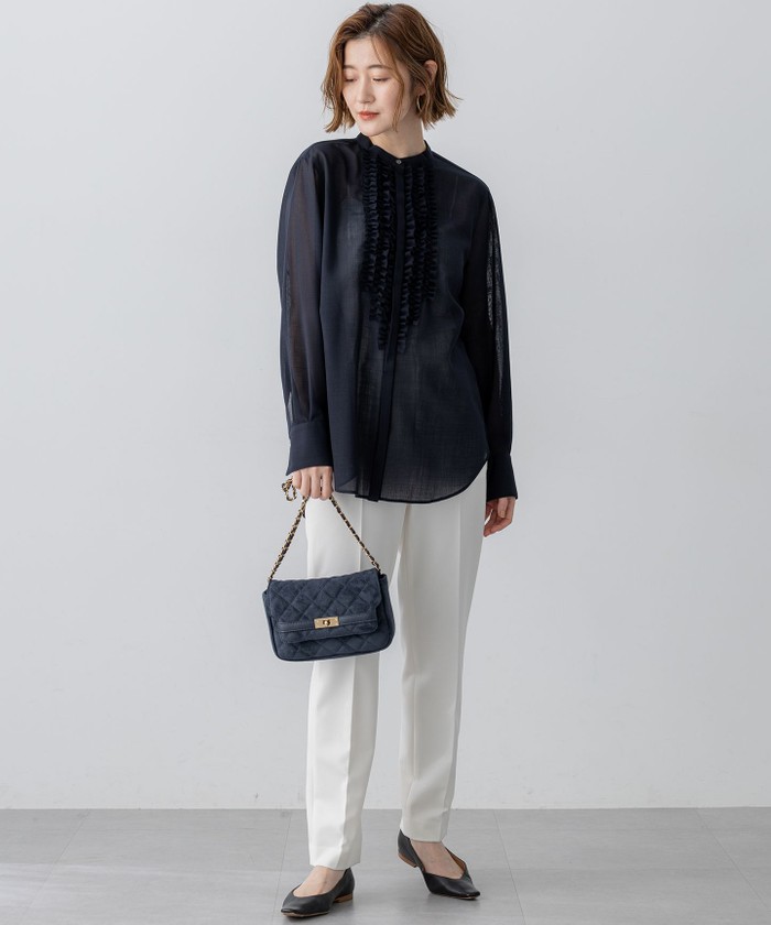 VERY11月号掲載/洗える】TWボイル フリルディテール ブラウス