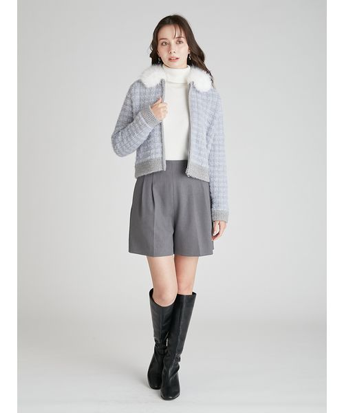 ファー衿付きツイードニットブルゾン(508584539)｜阪急百貨店公式通販