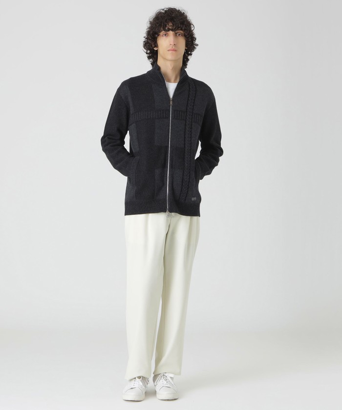 プレーティングカラーシャドーチェックドライバーズニット(508576648