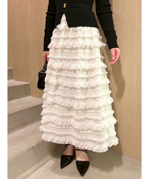 フリルティアードニットドッキングワンピース(508584544)｜阪急百貨店