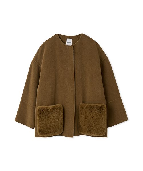 MilaOwen 2WAYファーポケットリバーコート WEB限定カラー】2wayファーポケットリバーコート(ハーフコート