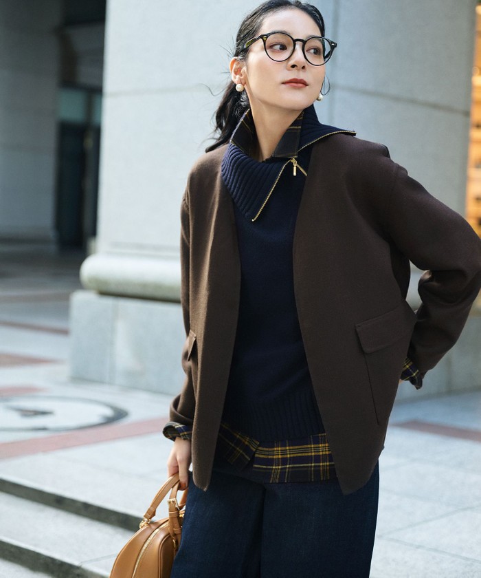 ボイルドウールコンビ ジップ タートルニット(508594987)｜阪急百貨店