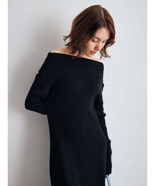andmary オフショルダーリブニットワンピース andmary オフショルダーリブニットワンピース andmaryリブ編みオフ