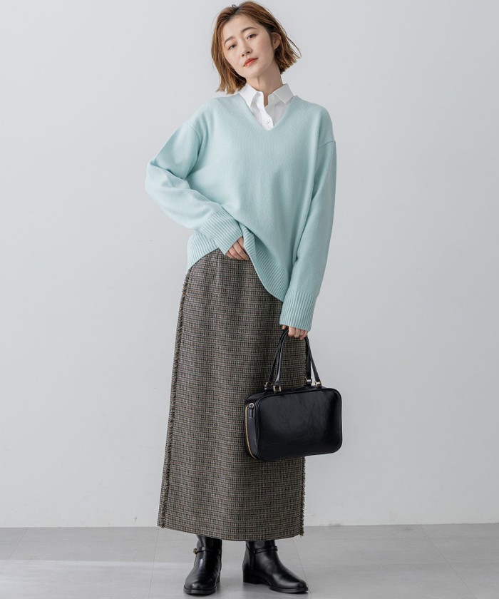 見上愛さんコラボカラー/VERY・LEE掲載】カシミヤブレンド Vネック