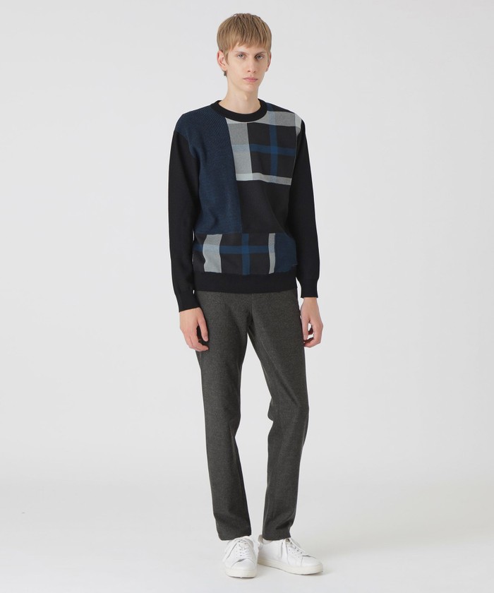 新品　クレストブリッジチェックパッチワークニット 　¥30,800 パッチワーククレストブリッジチェックニット(508585762