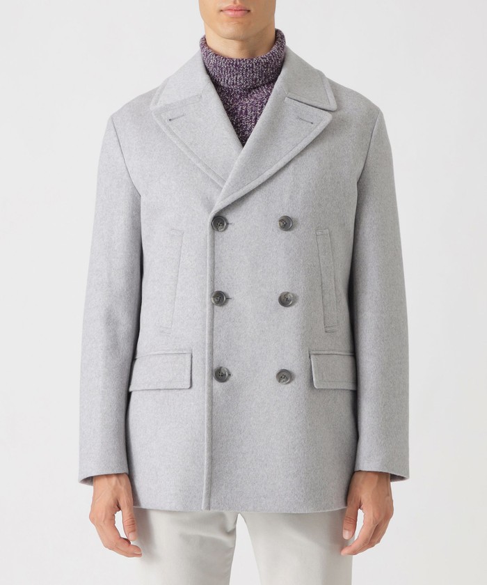 カシミア100%◎Burberry London ピーコート Pコート グレー 極美品】 BURBERRY LONDON カシミヤ混ダブルブレストショート
