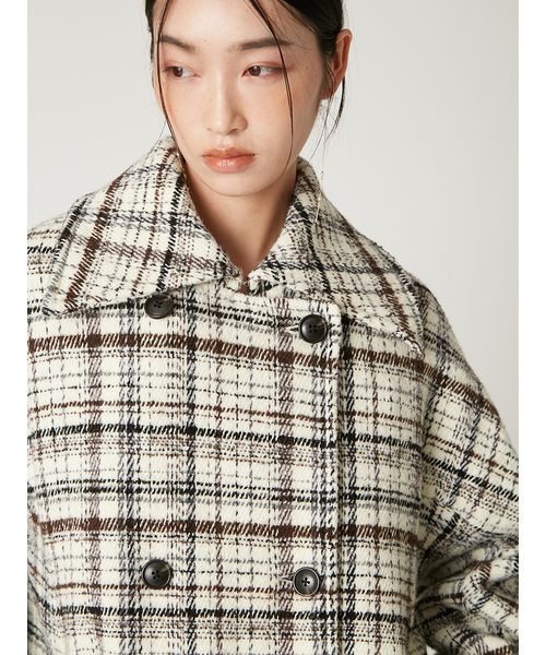 現行／極美品◎チルコロ ピーコート ダブルブレスト チェック プリント ジャージ チャーミングセール🩷🩷🩷 初日にお友達同士で色柄違いをお