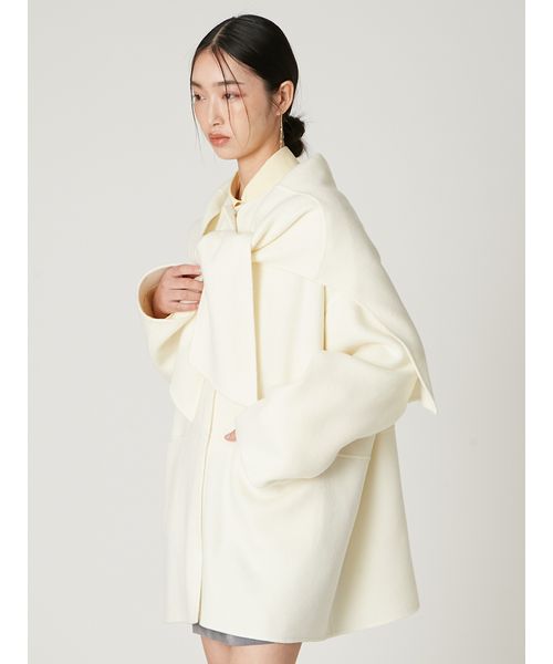 マフラー付ノーカラーリバーミドルコート(508555750)｜阪急百貨店公式