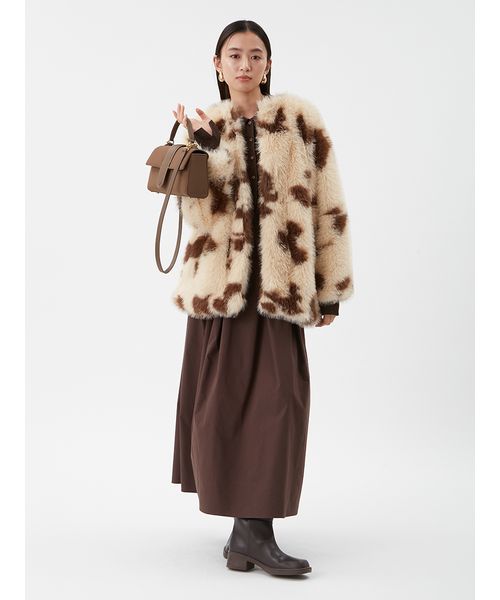 ブラウン マルチカラー ファーコート マルチマテリアルノーカラーファーコート(508596238)｜阪急百貨店公式