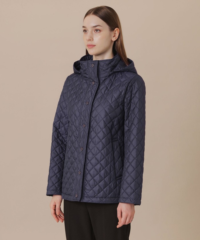 L】キルティングタフタフーデットショートコート(508607806