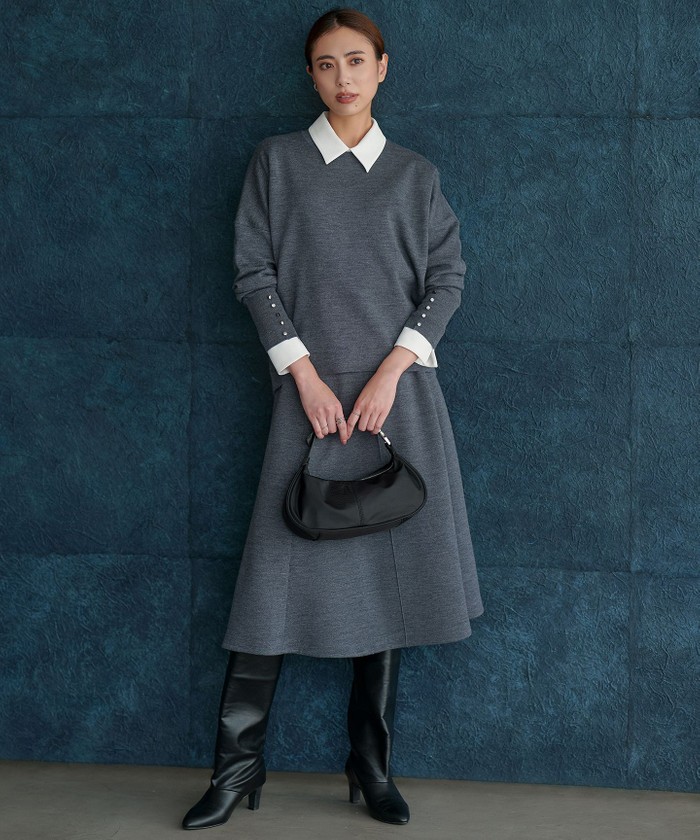 洗える】 シルキーウールダブルフェイス ニットプルオーバー(508608975