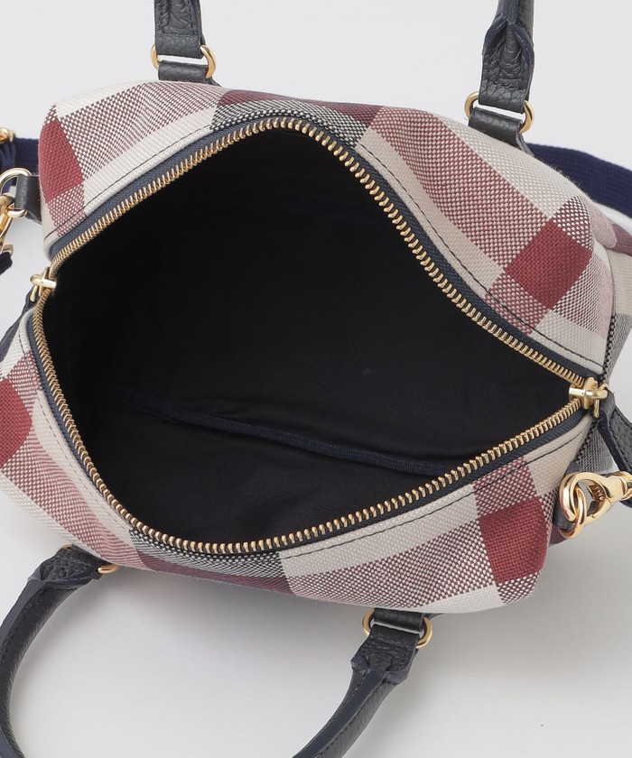 クレストブリッジチェックキャンバスミニボストンバッグ