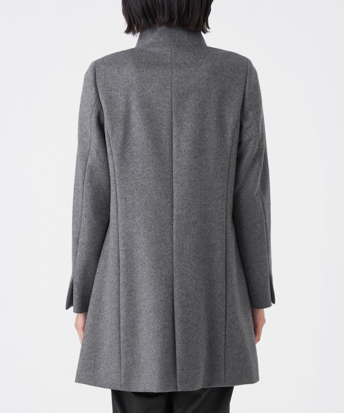 WORK【極美品】カシミヤ混 ウールメルトン コート XS 日本製／フォックスファー／カシミヤ混】ファー付ウールコート