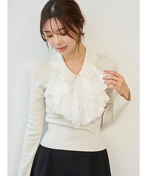 SNIDEL Sustainableレイヤードラッフルニットプルオーバー♥️新品 Sustainableレイヤードラッフルニットプルオーバー(508614733)｜阪急