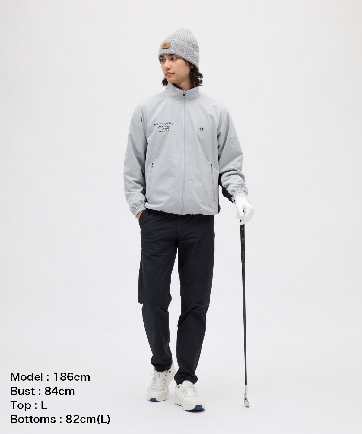 マンシングウェア MUNSINGWEAR はっ水ストレッチロゴプリントブルゾン