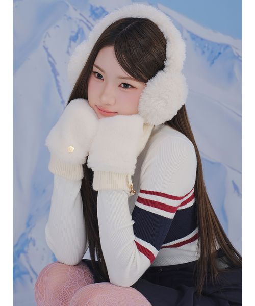 LILY BROWN×MARY QUANT】デイジーモチーフファーイヤーマフラ