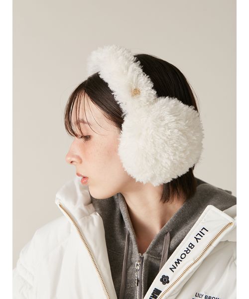 LILY BROWN×MARY QUANT】デイジーモチーフファーイヤーマフラ