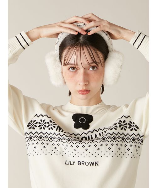 LILY BROWN×MARY QUANT】デイジーモチーフファーイヤーマフラ