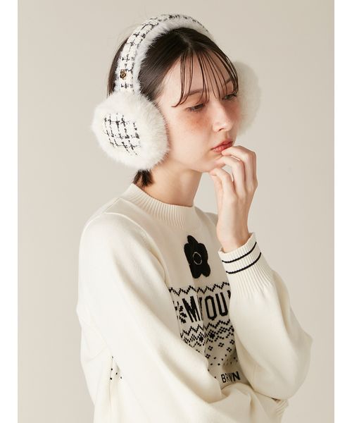 LILY BROWN×MARY QUANT】デイジーモチーフファーイヤーマフラ