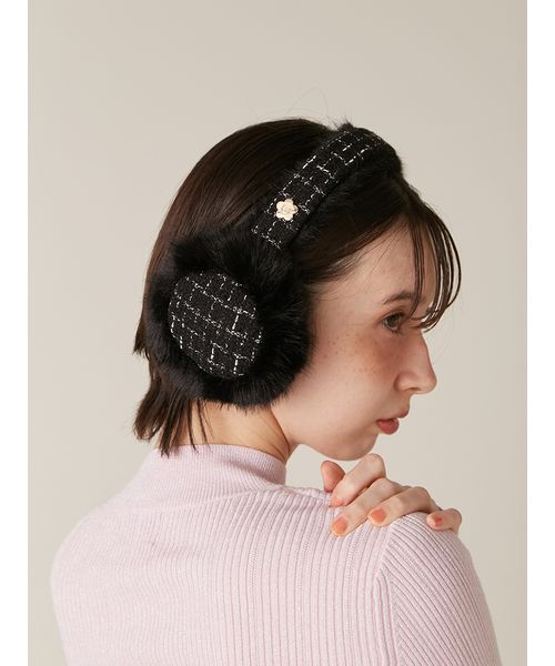 LILY BROWN×MARY QUANT】デイジーモチーフファーイヤーマフラ