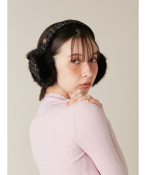 LILY BROWN×MARY QUANT】デイジーモチーフファーイヤーマフラ