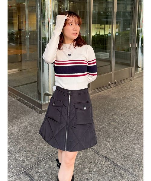 LILY BROWN×MARY QUANT】デイジー刺繍ソフトリブニットトップ