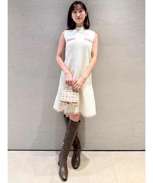 USAGI ONLINE・ZOZO限定カラー】トリムミニニットワンピースセット