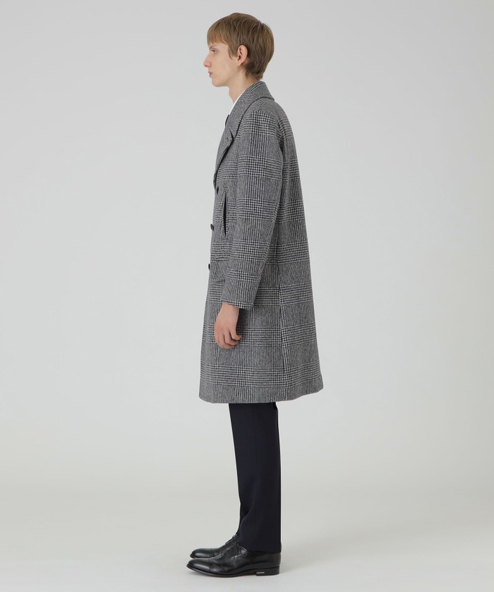 グレンチェックツイードミリタリーコート(508603499)｜HANKYU MEN'S