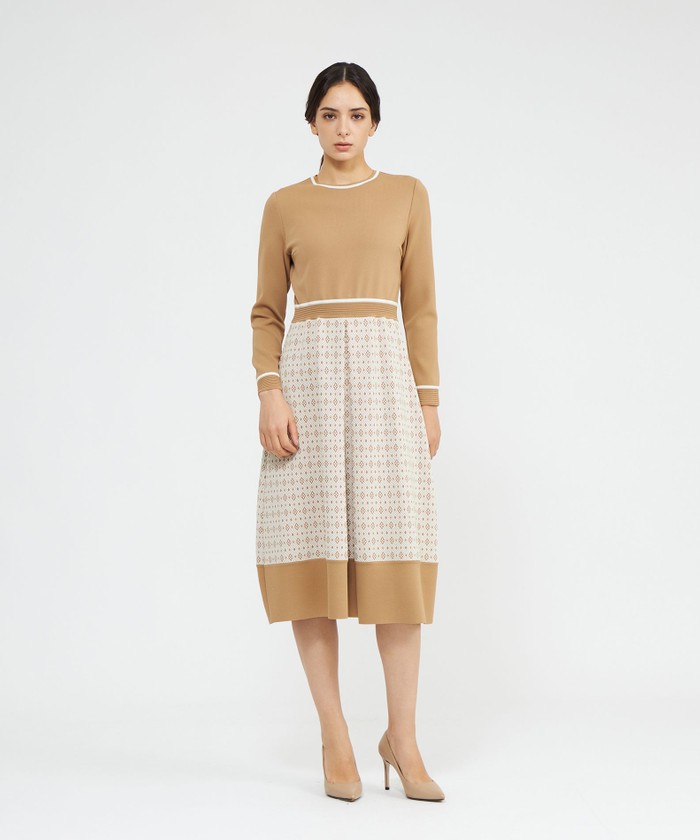 アセテートナイロンジャカード ニットワンピース(508602036)｜阪急