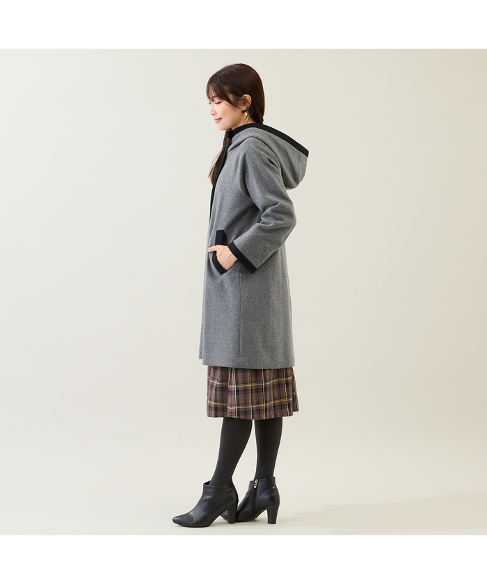 Rose Tiaraローズティアラ／フード付きウール混コート／size46 ローズ