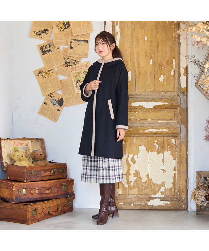 ローズティアラ RoseTiara フード付き配色切替えコート(508622014