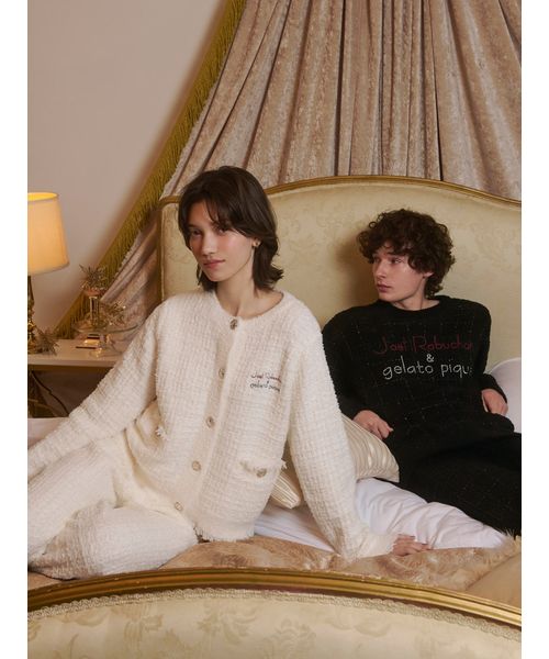 JOEL ROBUCHON】ツイードモコクルーネックカーディガン(508625154