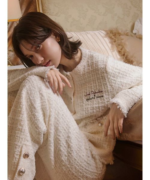 JOEL ROBUCHON】ツイードモコクルーネックカーディガン(508625154