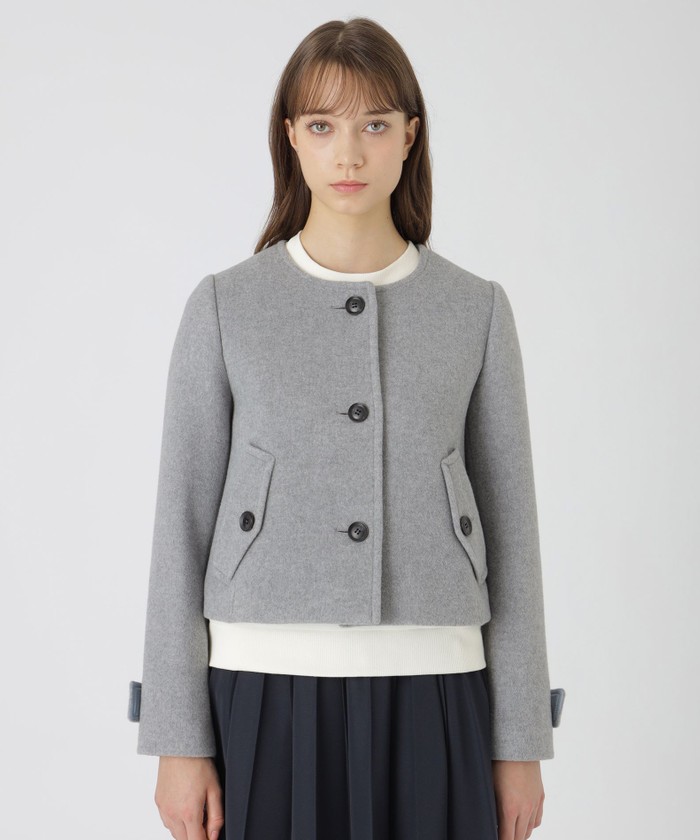 新品タグ付き　BLUE LABEL CRESTBRIDGE ノーカラージャケット ファインダブルビーバーノーカラージャケット(508560494)｜阪急百貨店